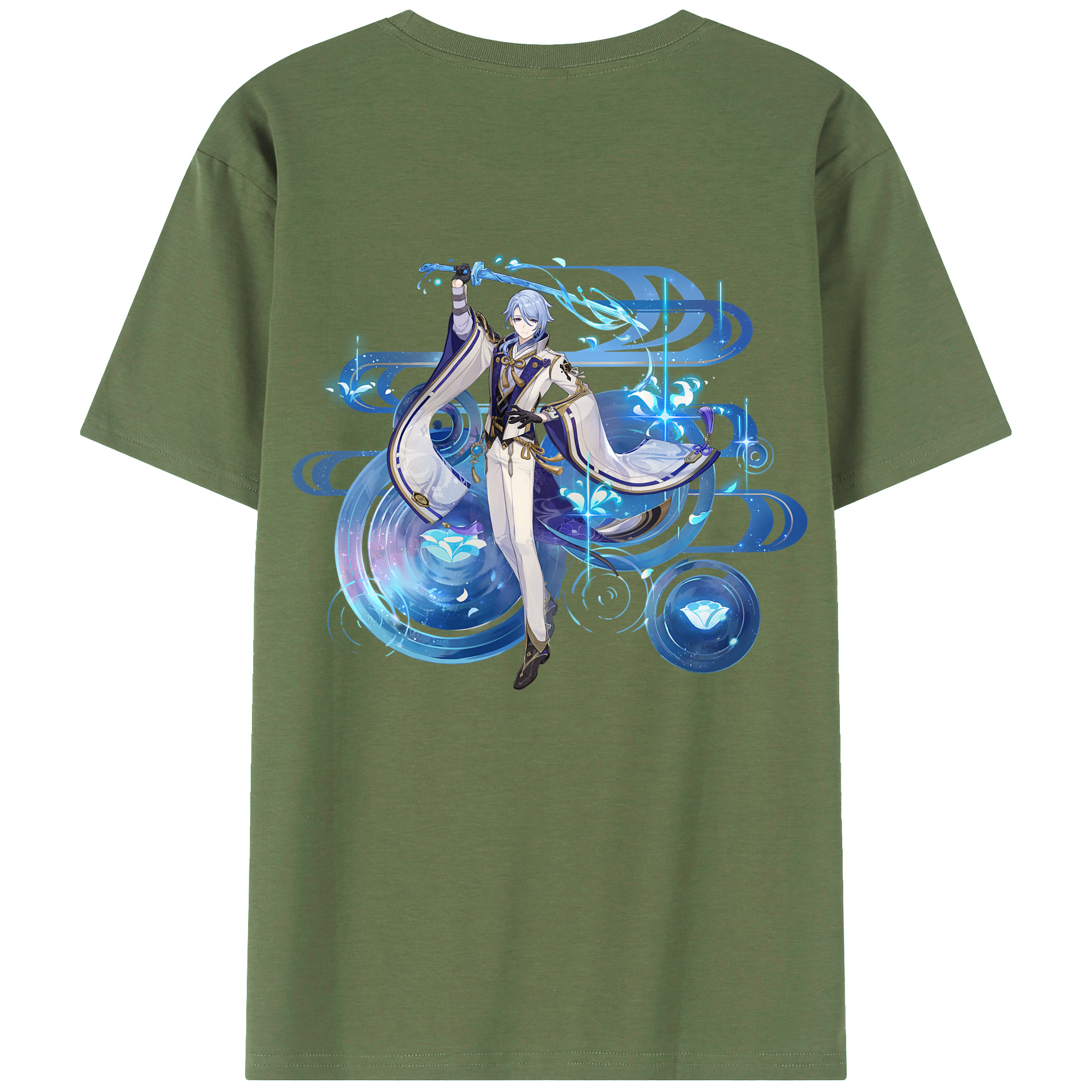 げんし神 神里綾人 かみさとあやと genshin Kamisato Ayato 綿100％ メンズ半袖Tシャツ（バックプリント） 通気性